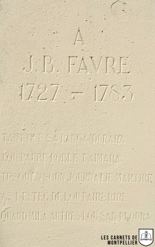 Buste Jean Baptiste Fabre Inscriptions