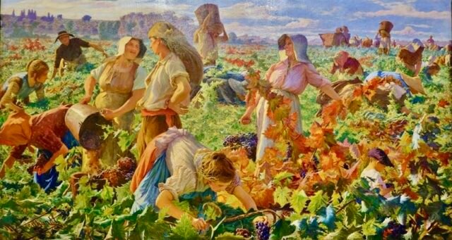 Huile sur toile de Max Leenhardt "Les Vendanges", peint en 1901