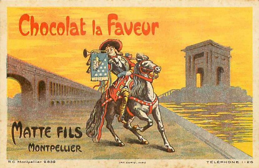 Montpellier - CHocolats Matte - Carte postale publicitaire