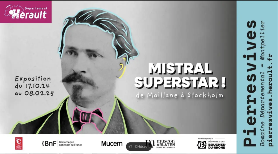 Affiche de l'exposition Mistral Superstar ! De Maillane à Stockholm