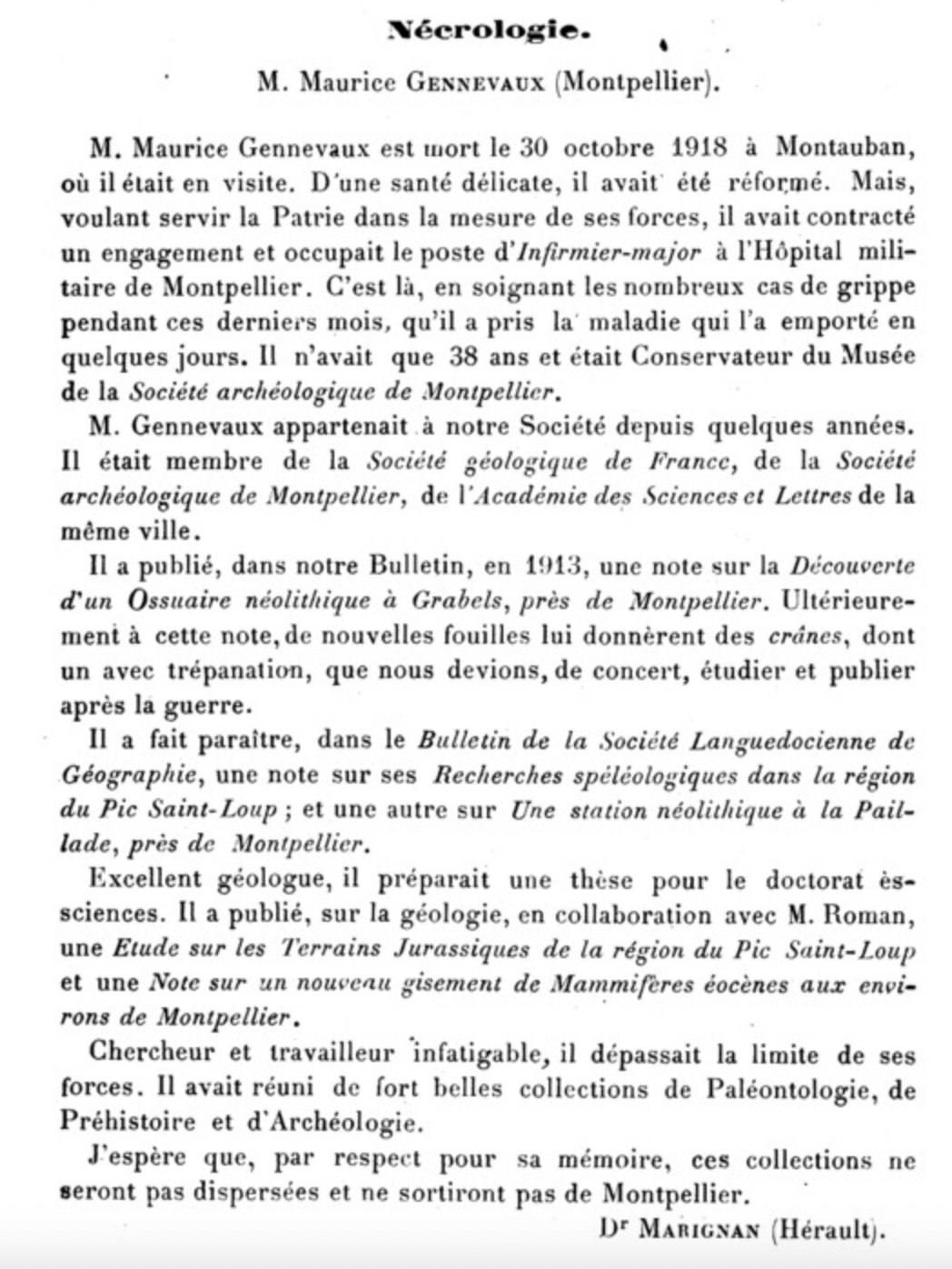 Maurice Gennevaux : un pionnier montpelliérain de la spéléologie et de l’archéologie 6 Montpellier Societe Prehistorique Francaise