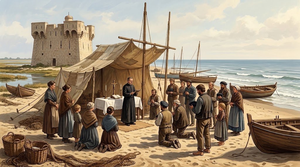Illustration de l'article sur la première messe à Palavas par le Père Soulas