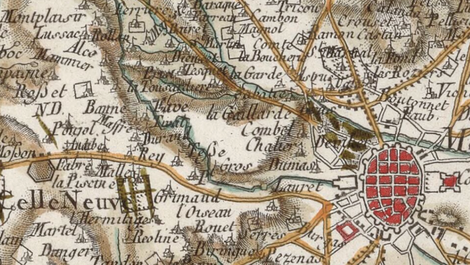Le château d'Alco, la folie du Conseil Départemental 1 Plan de Cassini avec chateau dAlco