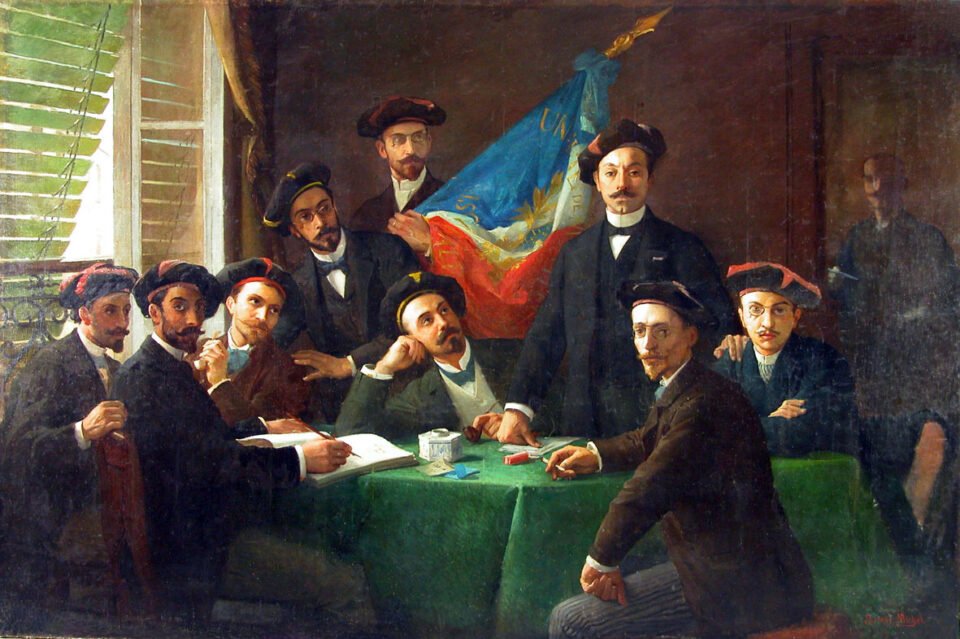 Tableau peint par Ernest Michel représentant le Conseil d'administration de l'association des Etudiants en 1890 peint par Ernest Michel en 1892.